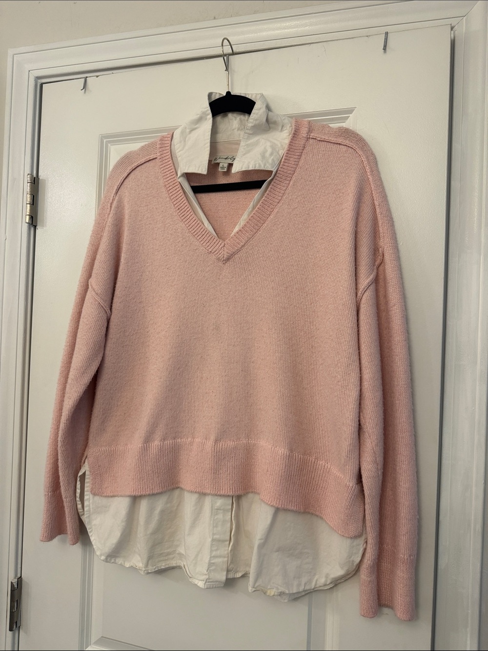 Wonderly Soft Pink V-Neck Knit Sweater